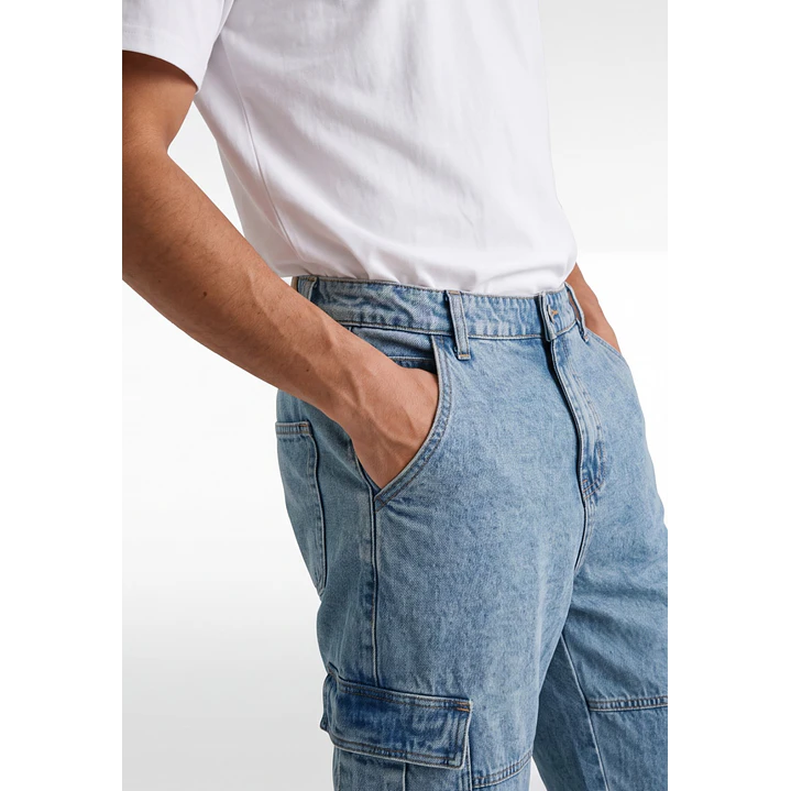 Jeans Cargo Hombre Azul 4