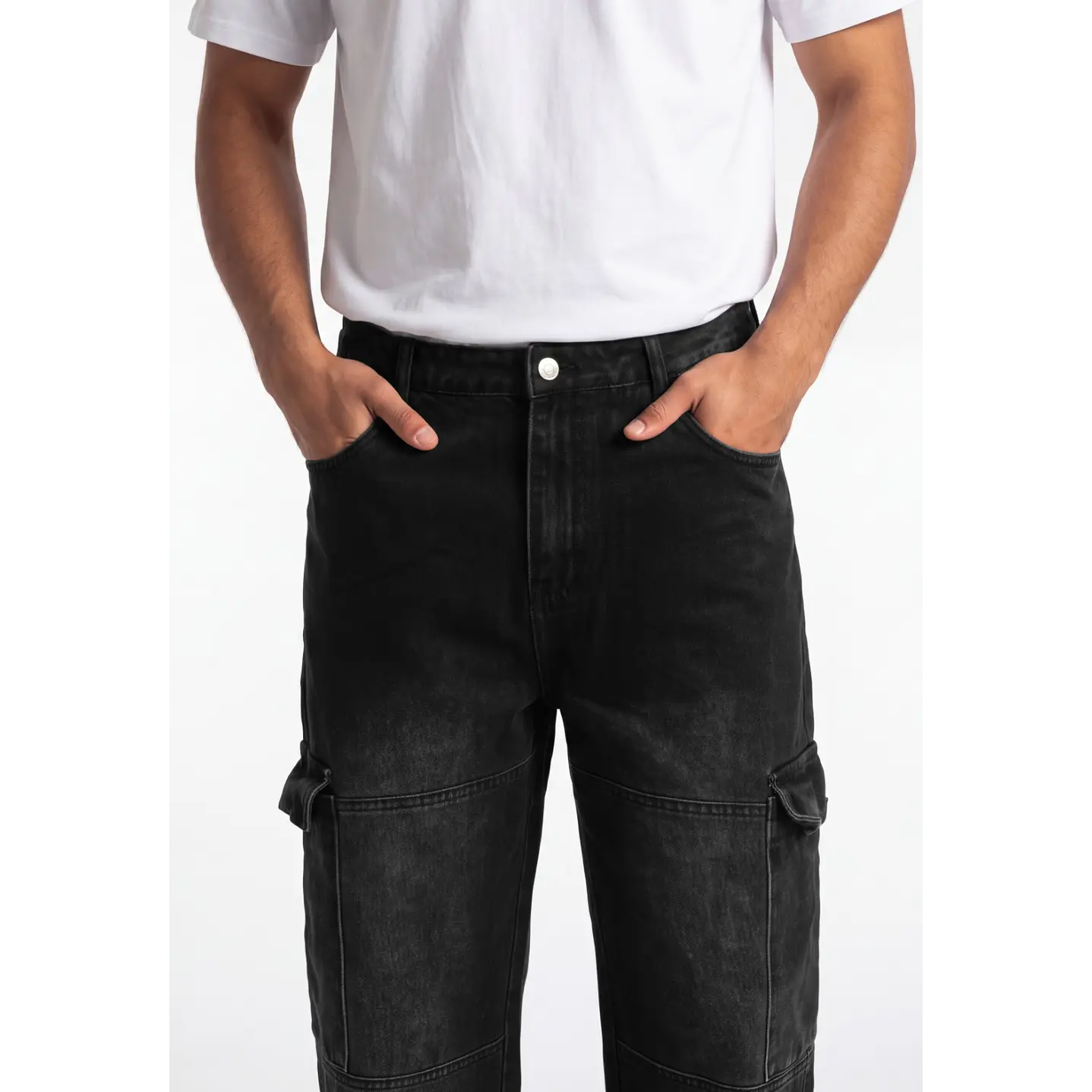 Jeans Procesado Cargo Hombre Negro 4