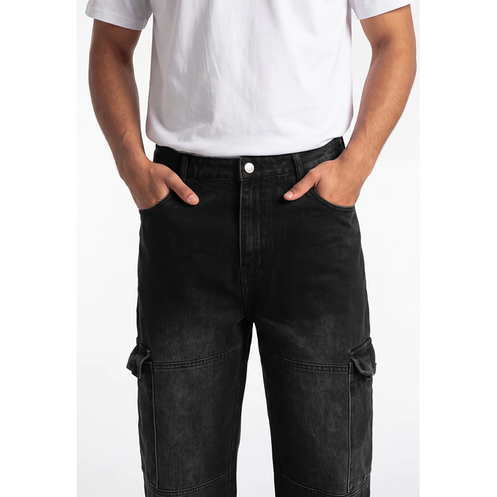 Jeans Procesado Cargo Hombre Negro 4