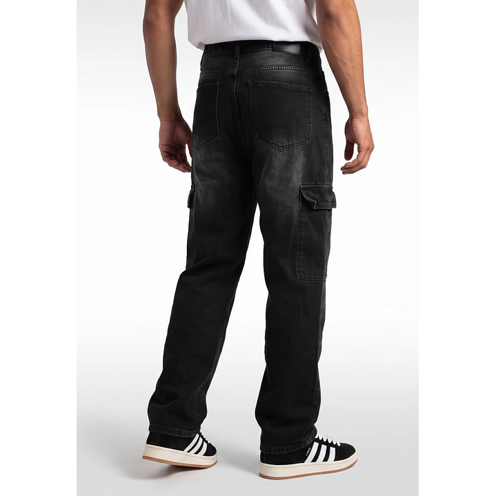 Jeans Procesado Cargo Hombre Negro 2