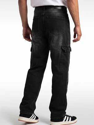 Jeans Procesado Cargo Hombre Negro