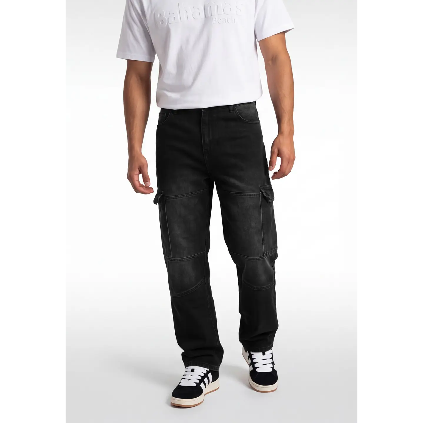 Jeans Procesado Cargo Hombre Negro 1
