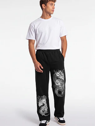 Buzo Oriental Wide Leg Hombre Negro