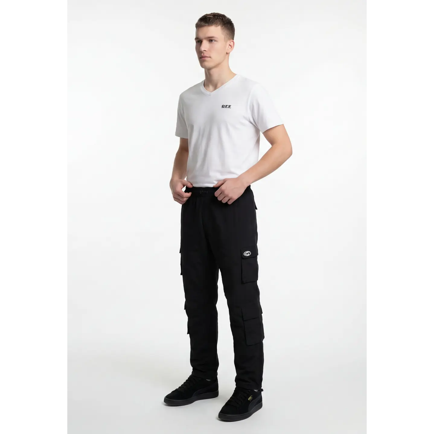 Pantalón Ajustable Cargo Hombre Negro 2