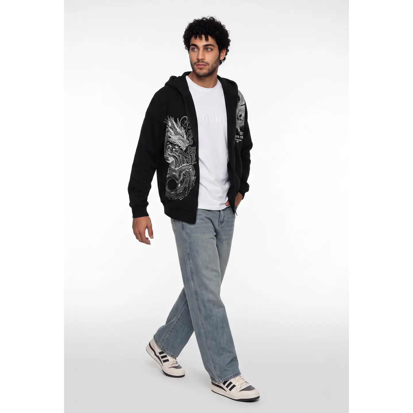 Polerón Oversized Con Cierre Hombre Negro 3