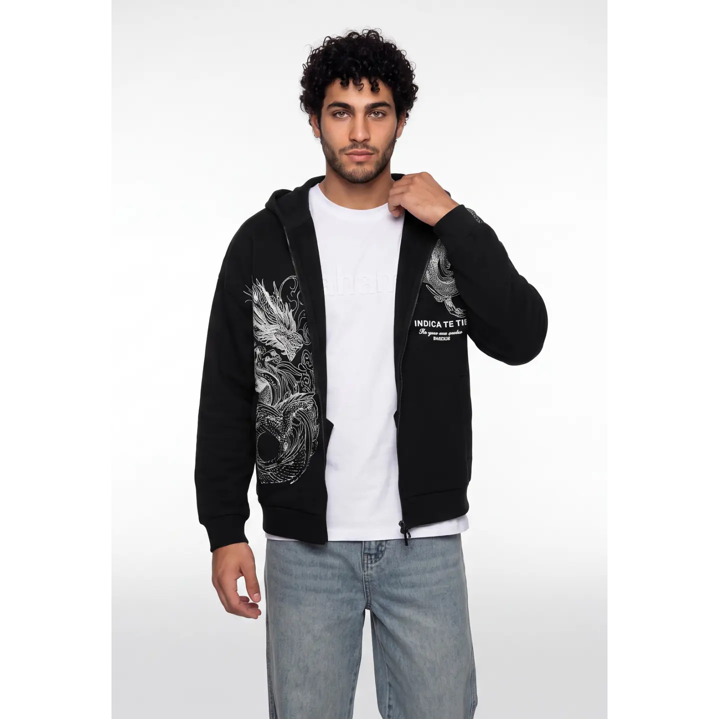 Polerón Oversized Con Cierre Hombre Negro 4