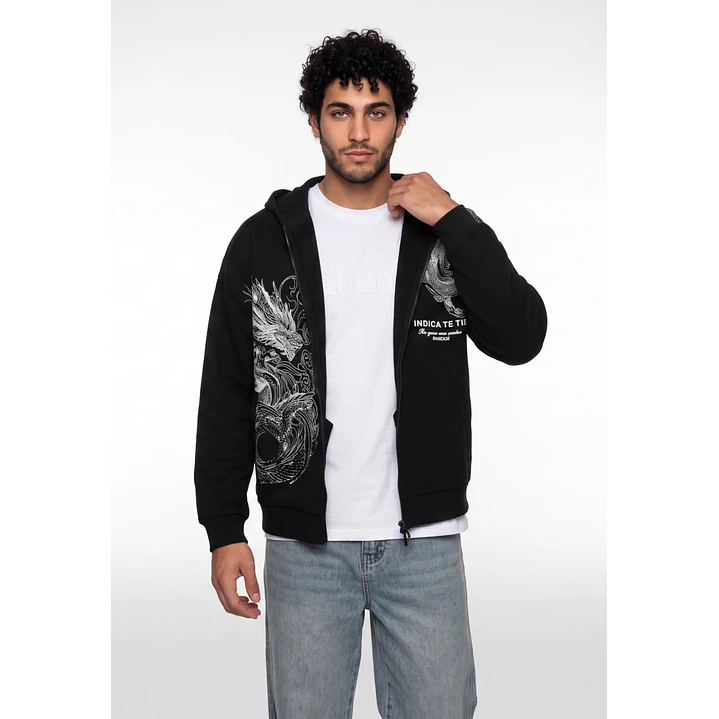 Polerón Oversized Con Cierre Hombre Negro 4