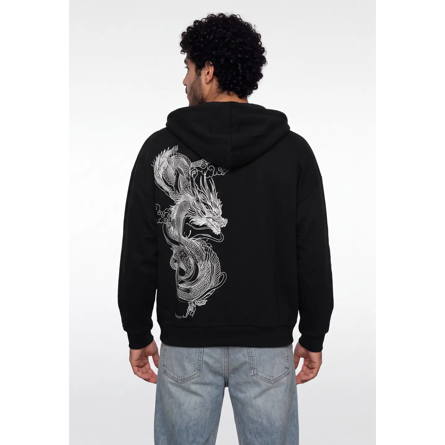 Polerón Oversized Con Cierre Hombre Negro 2