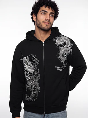 Polerón Oversized Con Cierre Hombre Negro