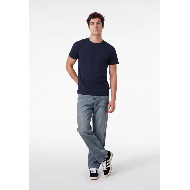 Polera Básica Hombre Azul 3