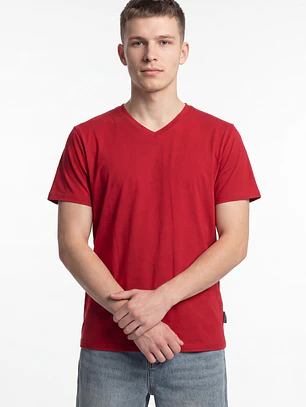 Polera Básica Cuello V Hombre Rojo