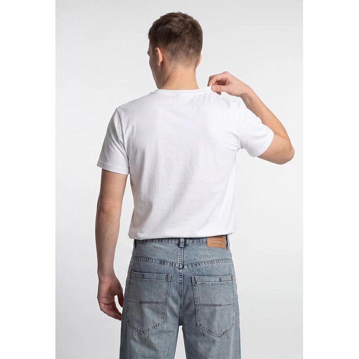 Polera Básica Cuello V Hombre Blanco 2