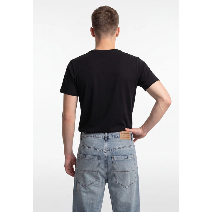 Polera Básica Cuello V Hombre Negro 2