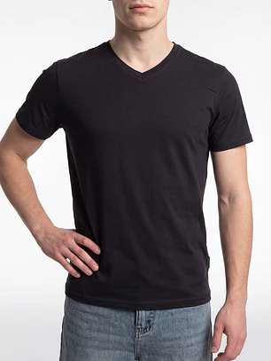Polera Básica Cuello V Hombre Gris