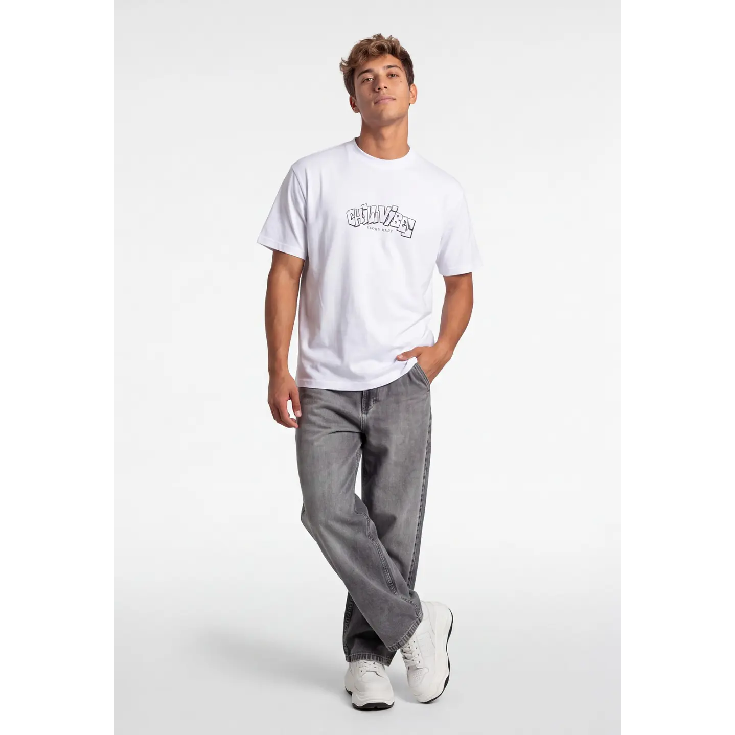 Polera Vibes  Hombre Blanco 3