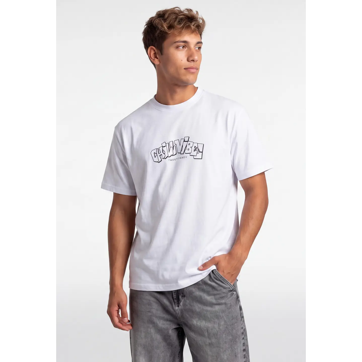 Polera Vibes  Hombre Blanco 4