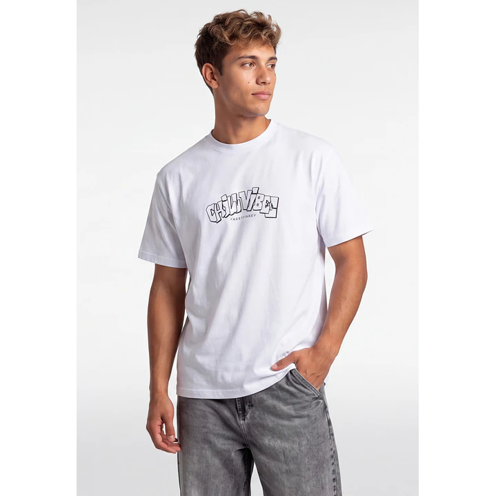 Polera Vibes  Hombre Blanco 4