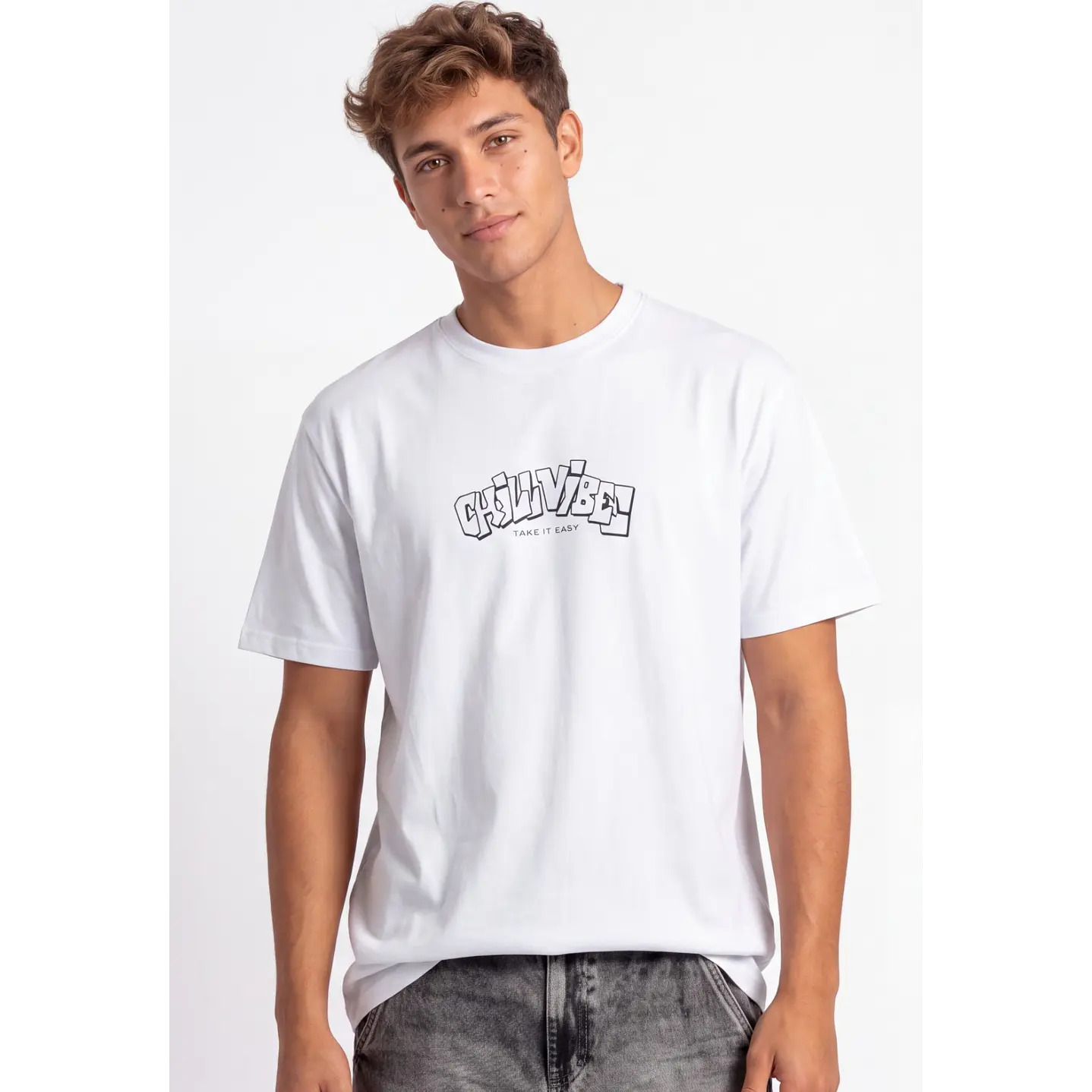 Polera Vibes  Hombre Blanco 2