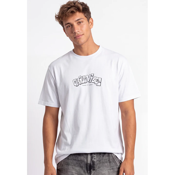 Polera Vibes  Hombre Blanco 2