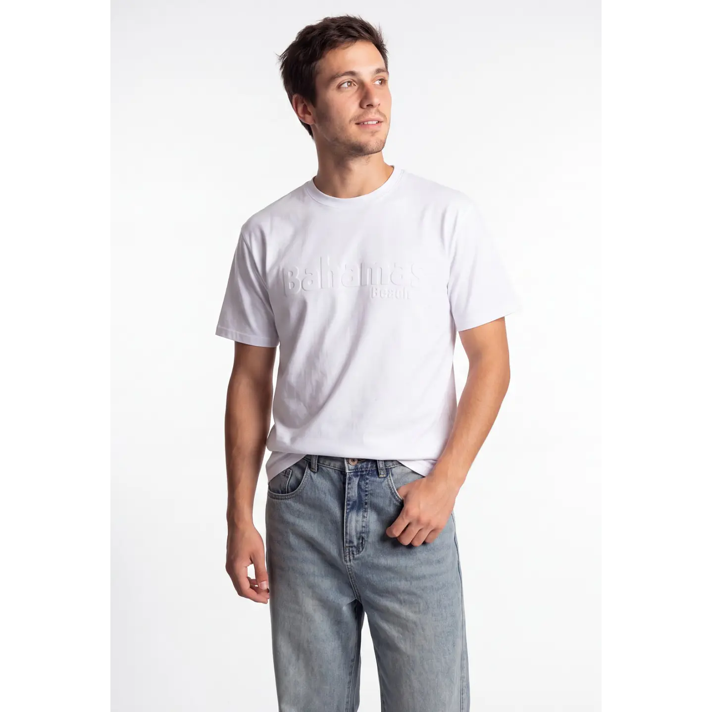 Polera Bahamas 3D Hombre Blanco 1