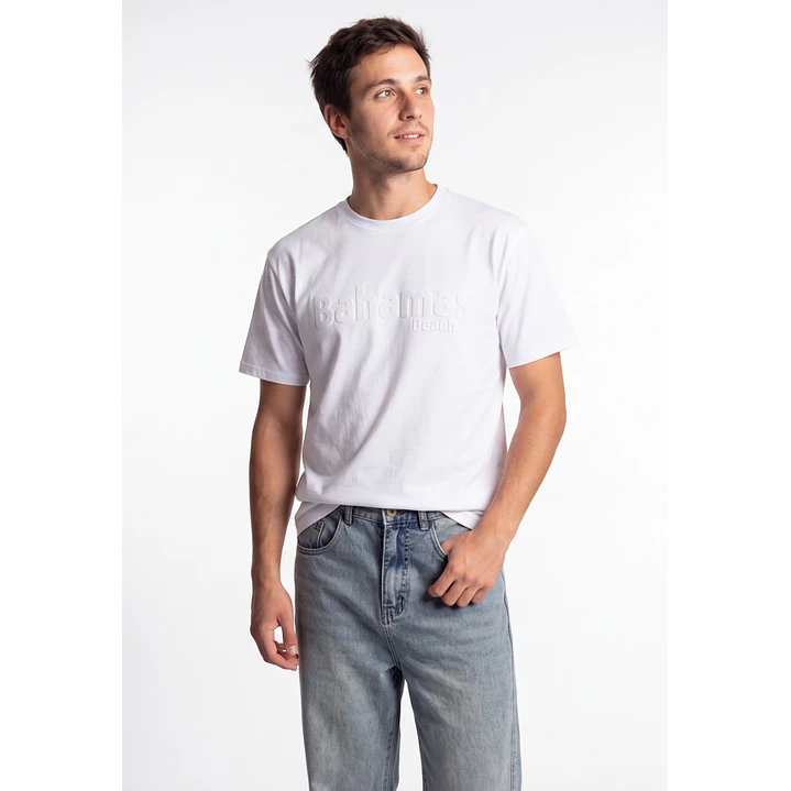 Polera Bahamas 3D Hombre Blanco 1