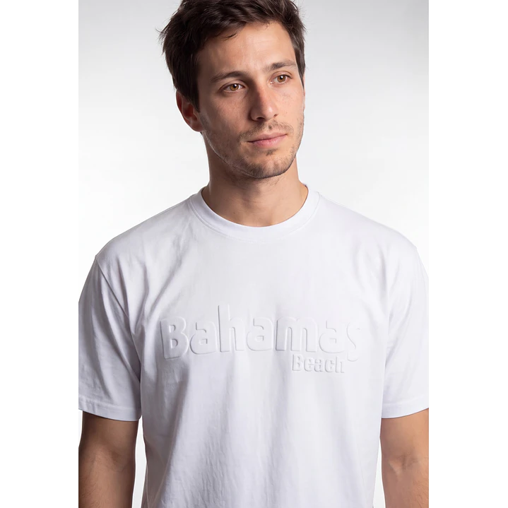 Polera Bahamas 3D Hombre Blanco 4