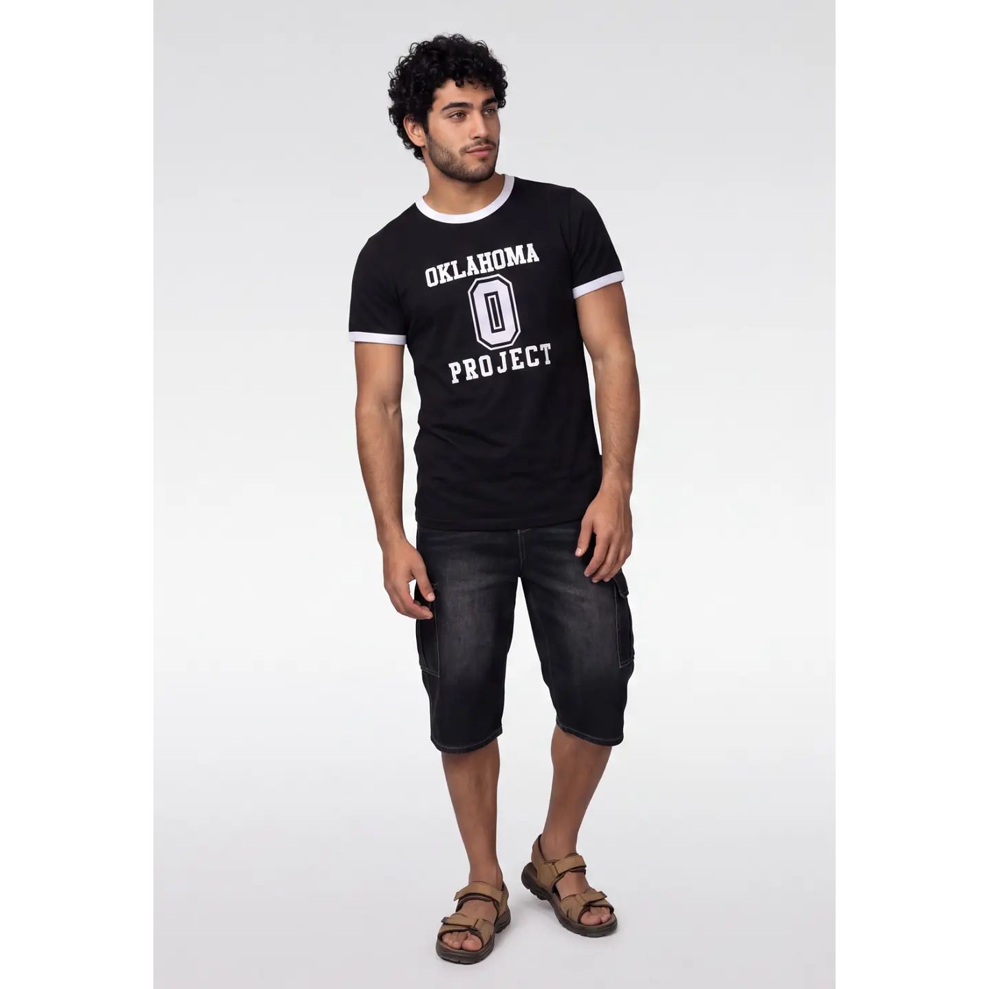 Polera Contraste Hombre Negro 3