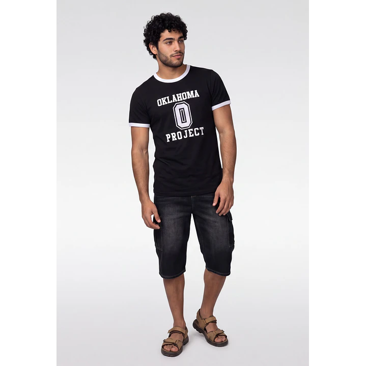 Polera Contraste Hombre Negro 3