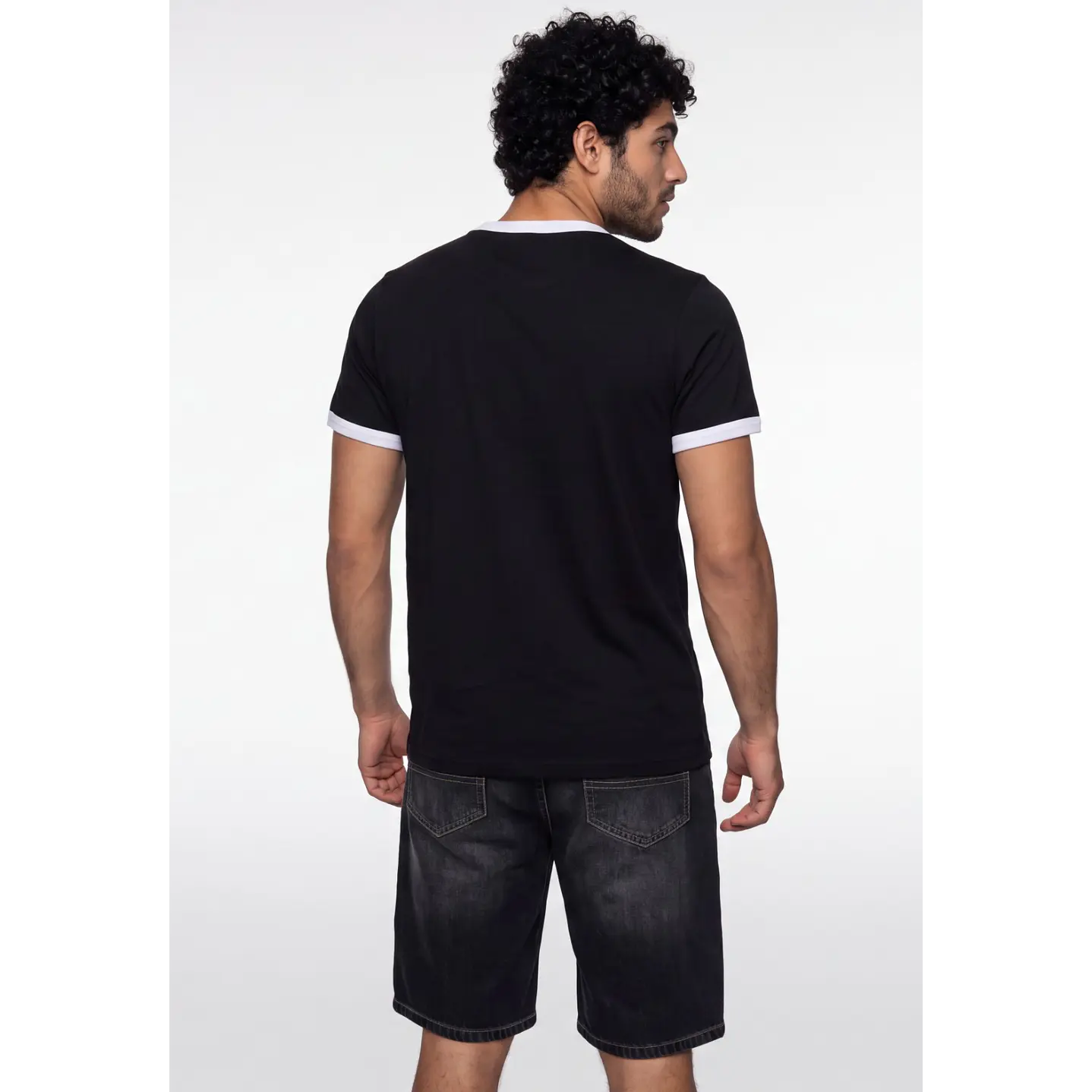 Polera Contraste Hombre Negro 2