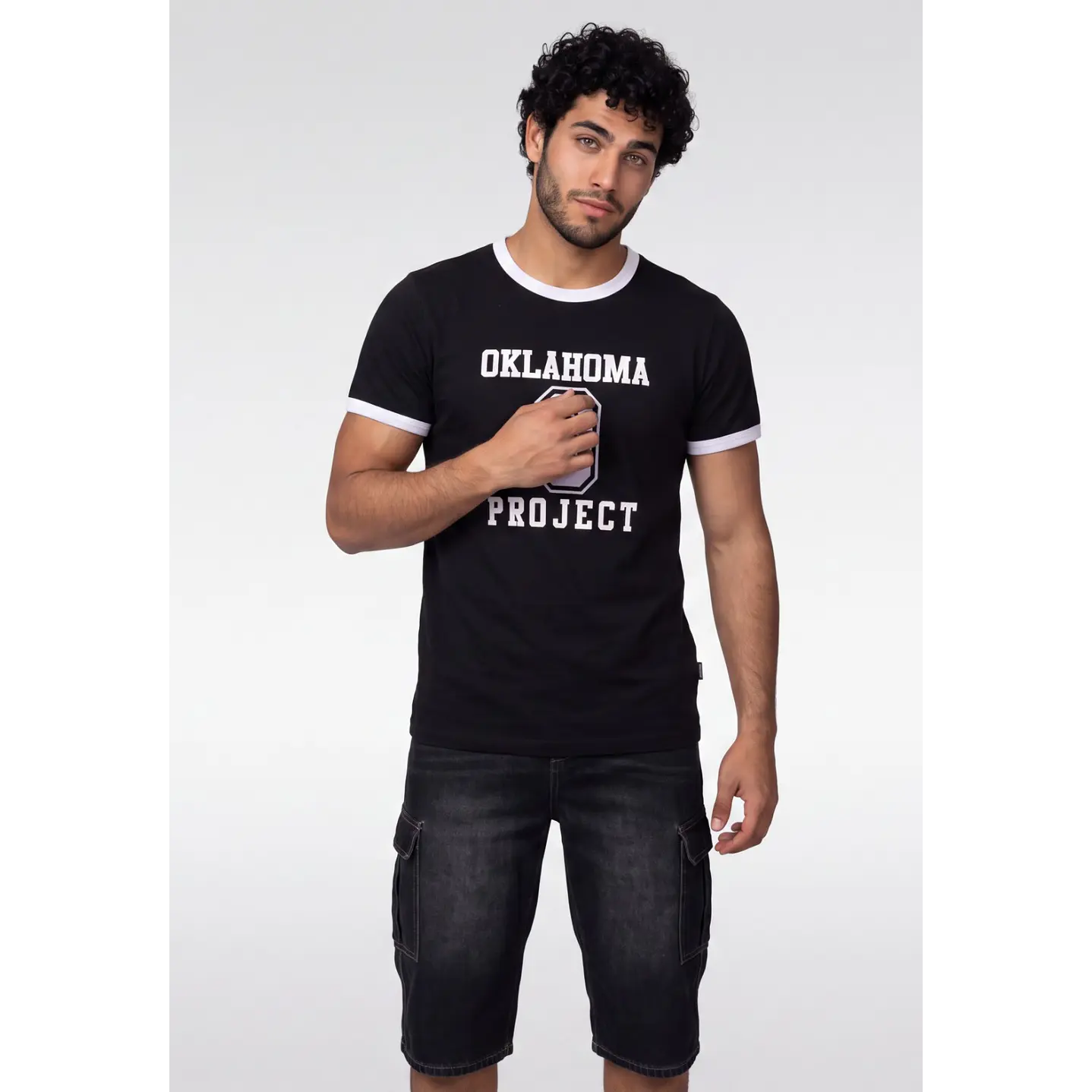 Polera Contraste Hombre Negro 4