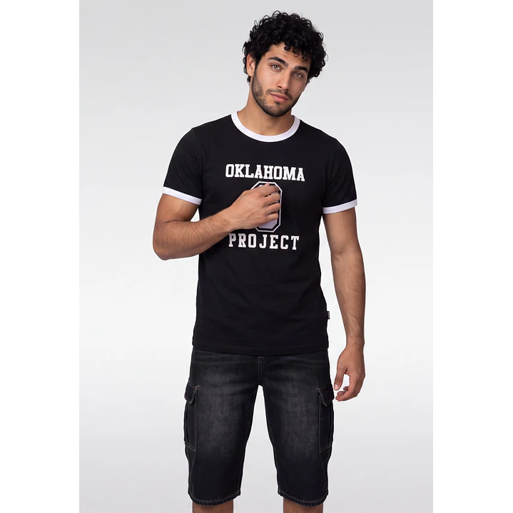 Polera Contraste Hombre Negro 4