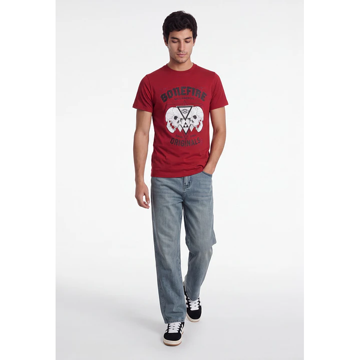 Polera Bonefire Hombre Rojo 3