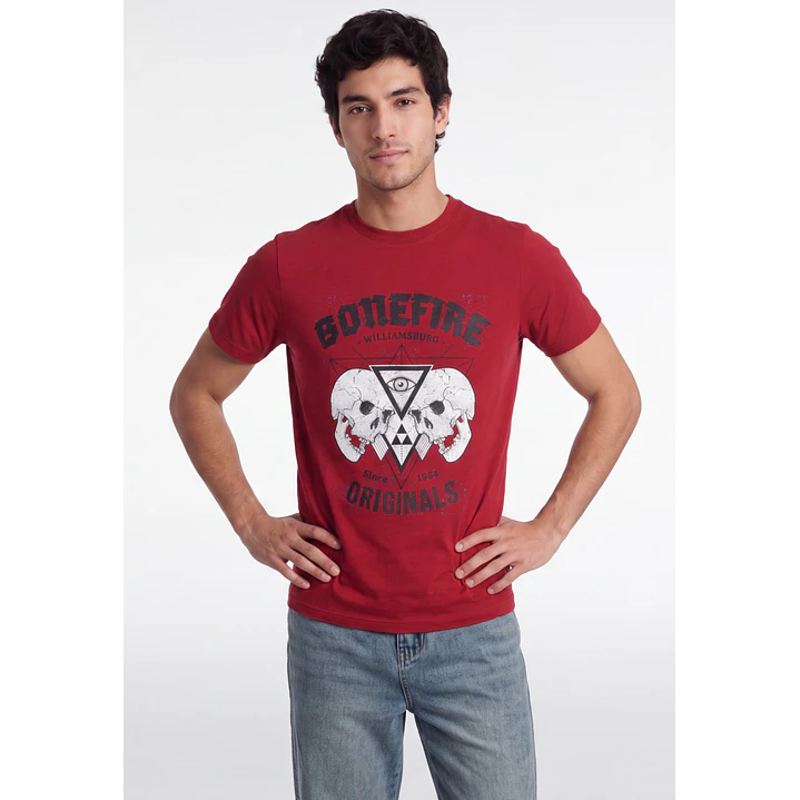 Polera Bonefire Hombre Rojo 1