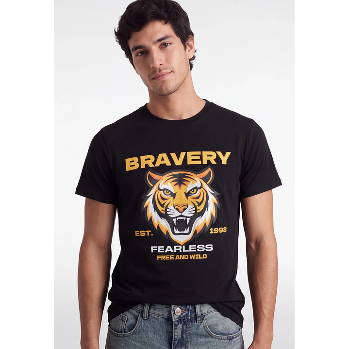 Polera Bravery Hombre Negro 4