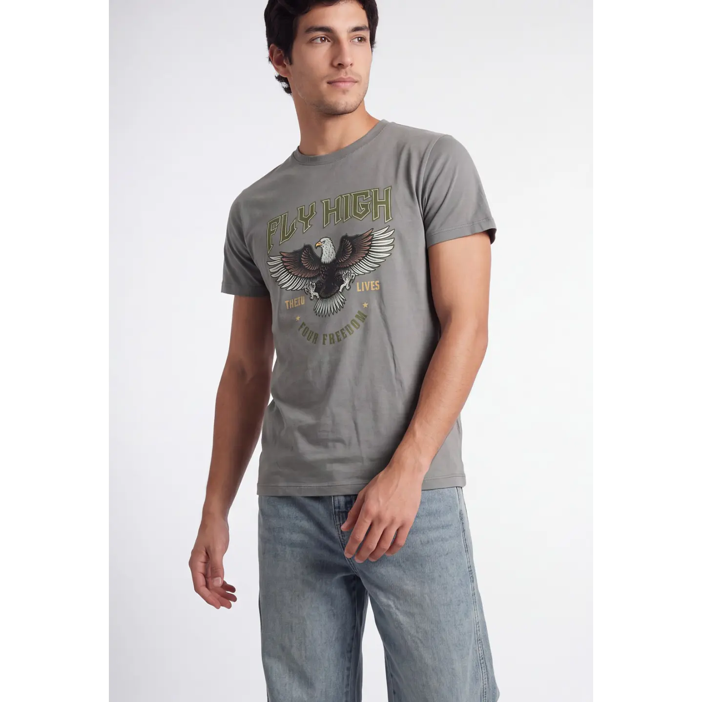 Polera Fly High Hombre Gris 4