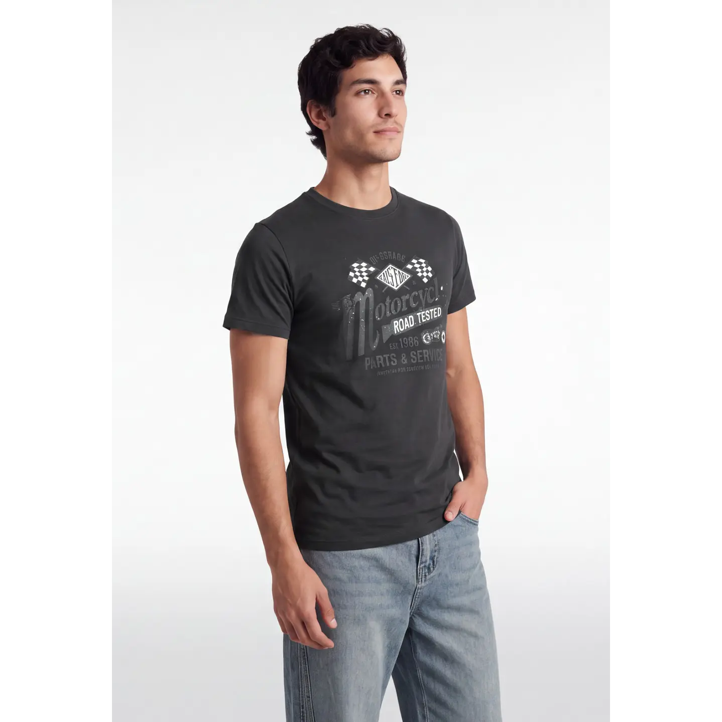 Polera Motorcycle Hombre Gris 4