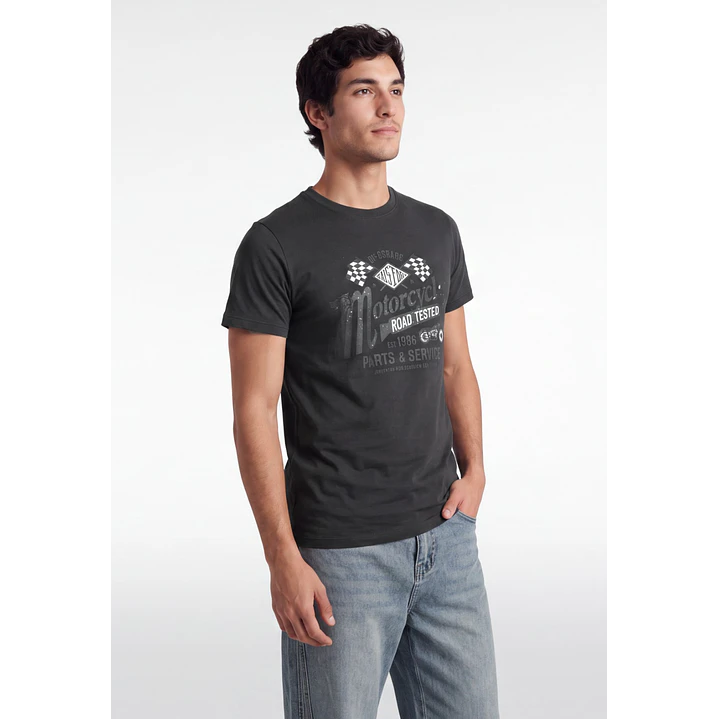 Polera Motorcycle Hombre Gris 4