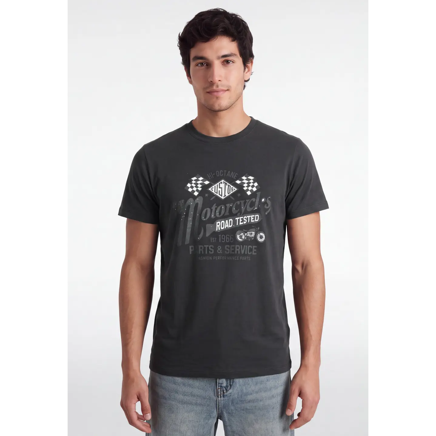 Polera Motorcycle Hombre Gris 1