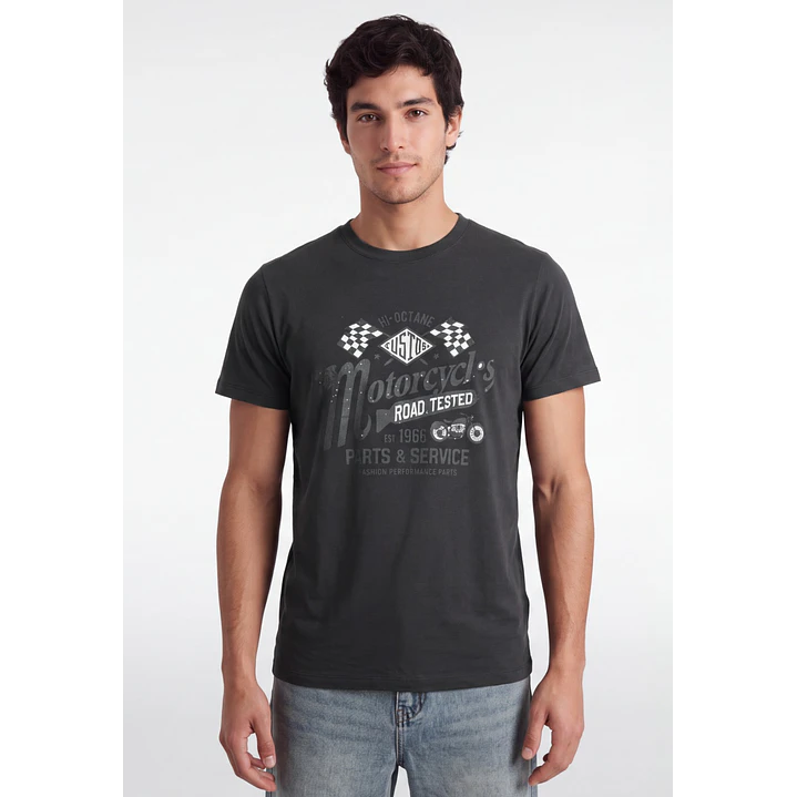 Polera Motorcycle Hombre Gris 1