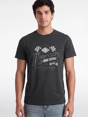 Polera Motorcycle Hombre Gris