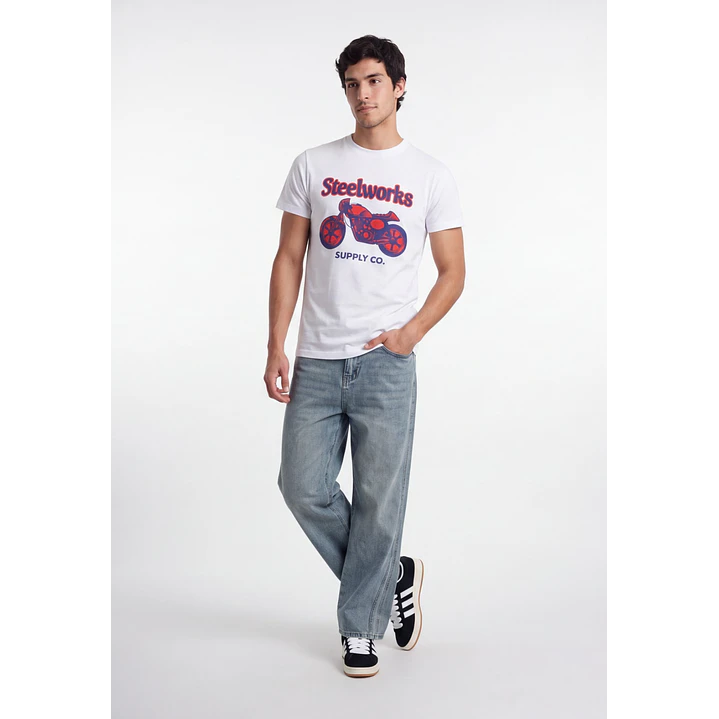 Polera Steelworks Hombre Blanco 3