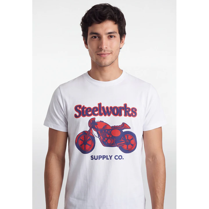 Polera Steelworks Hombre Blanco 4