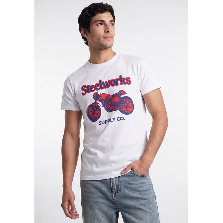 Polera Steelworks Hombre Blanco 1