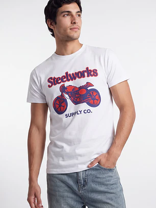 Polera Steelworks Hombre Blanco