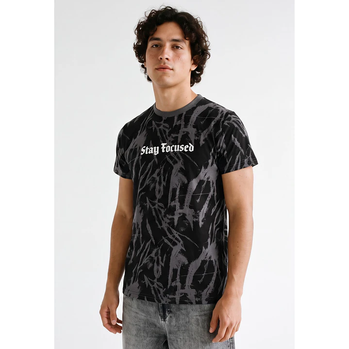 Polera Focused Hombre Negro 1