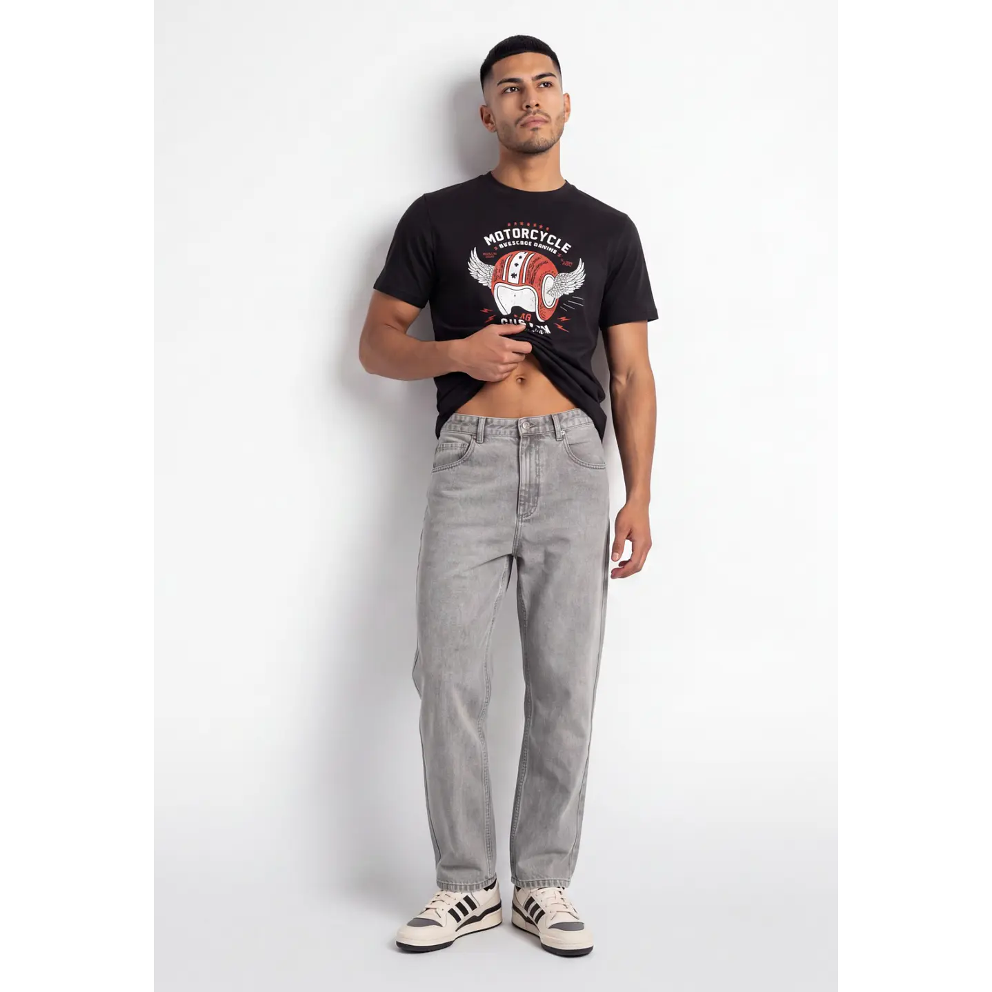 Polera Motorcycle Hombre Gris 3