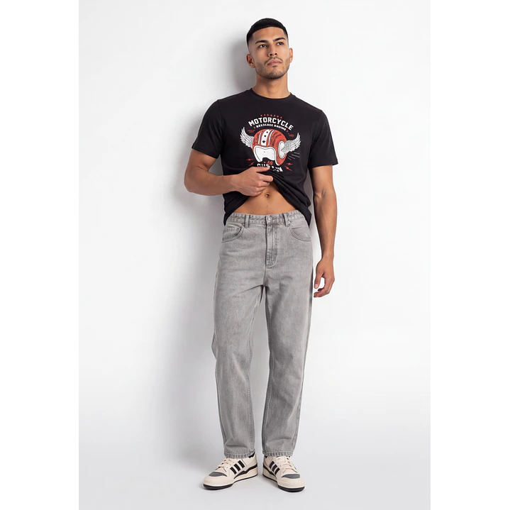 Polera Motorcycle Hombre Gris 3