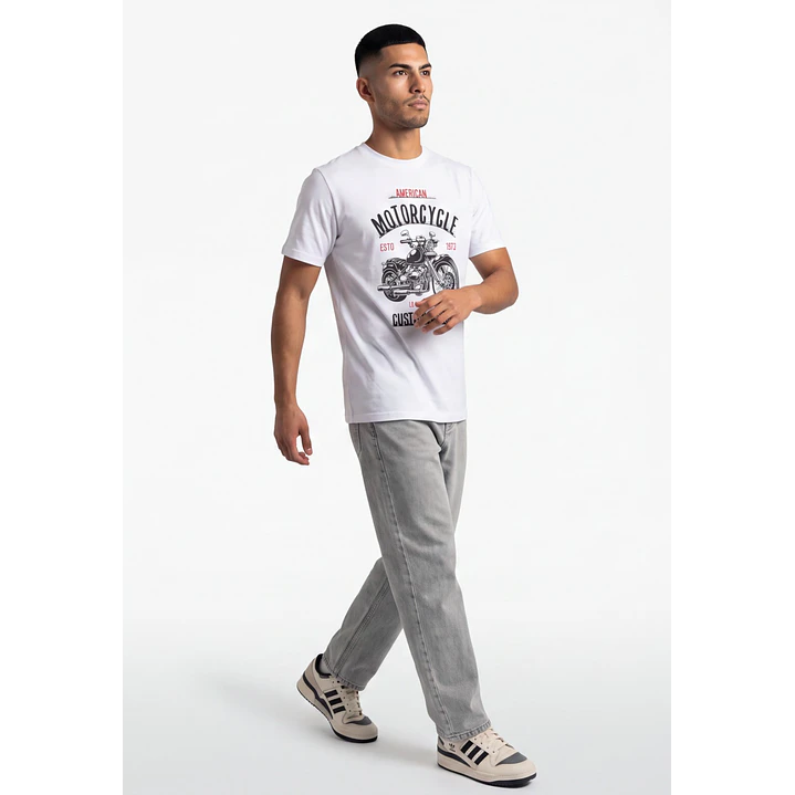 Polera Motors Hombre Blanco 3