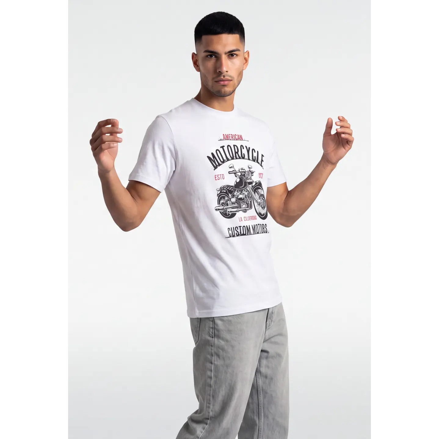 Polera Motors Hombre Blanco 4