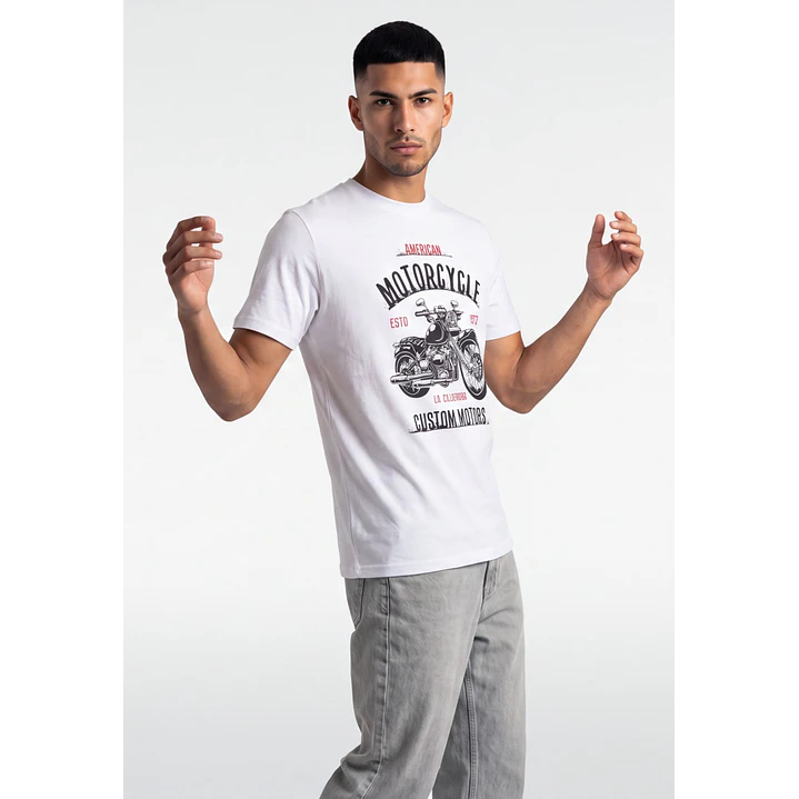 Polera Motors Hombre Blanco 4